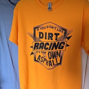 Lot Of 2 Racing Mens T Shirt New M Gildan Bright Orange Dirt Racing Graphic Tee